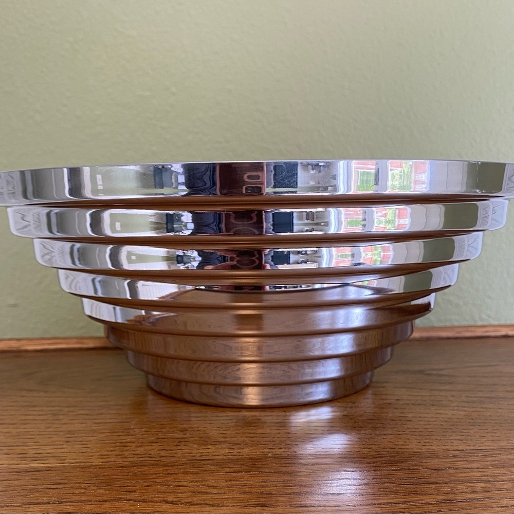 Alessi Maya stainless steel fruit bowl by Giulio Confalonieri